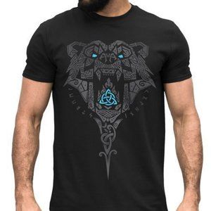 Mens Berserker Bear Viking Warrior Odin Thor Valhalla Runes Valknut T-Shirt